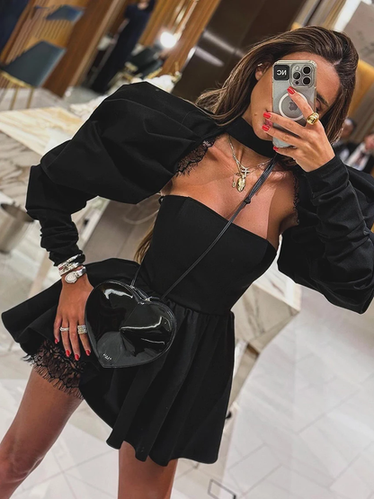 Vestido Negro Elegante con Encaje