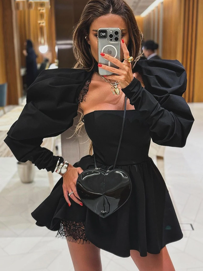 Vestido Negro Elegante con Encaje