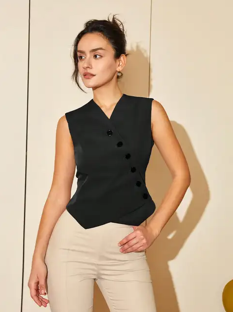 Blazer corto sin mangas para mujer